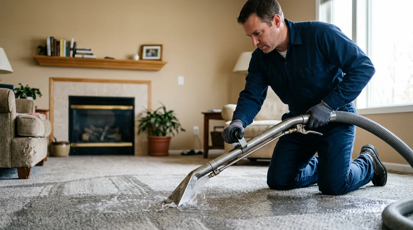 Water damage restoration technician working near La Grange Park, IL